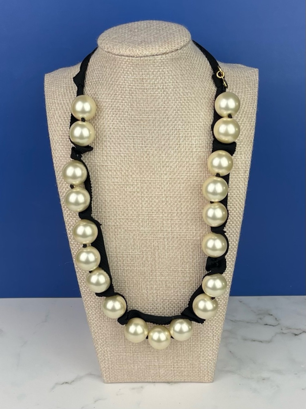 Timeless Elegance: J.Crew Faux Pearl & Ribbon Statement Necklace